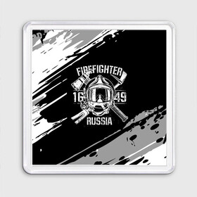Магнит 55*55 с принтом FIREFIGHTER 1649 RUSSIA в Санкт-Петербурге, Пластик | Размер: 65*65 мм; Размер печати: 55*55 мм | 112 | 27 декабря | firefighter | багор | белая | герб | гкчс | знак | лого | логотип | маска | мчс | мчсник | пожарная охрана | пожарник | пожарный | пч | россии | рф | серая | символ | служба | состаренная
