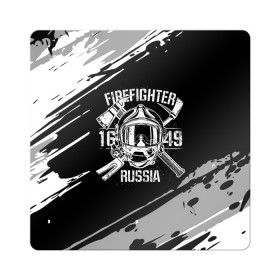 Магнит виниловый Квадрат с принтом FIREFIGHTER 1649 RUSSIA в Санкт-Петербурге, полимерный материал с магнитным слоем | размер 9*9 см, закругленные углы | 112 | 27 декабря | firefighter | багор | белая | герб | гкчс | знак | лого | логотип | маска | мчс | мчсник | пожарная охрана | пожарник | пожарный | пч | россии | рф | серая | символ | служба | состаренная