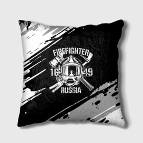 Подушка 3D с принтом FIREFIGHTER 1649 RUSSIA в Санкт-Петербурге, наволочка – 100% полиэстер, наполнитель – холлофайбер (легкий наполнитель, не вызывает аллергию). | состоит из подушки и наволочки. Наволочка на молнии, легко снимается для стирки | Тематика изображения на принте: 112 | 27 декабря | firefighter | багор | белая | герб | гкчс | знак | лого | логотип | маска | мчс | мчсник | пожарная охрана | пожарник | пожарный | пч | россии | рф | серая | символ | служба | состаренная