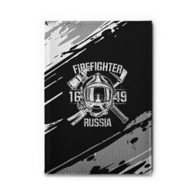 Обложка для автодокументов с принтом FIREFIGHTER 1649 RUSSIA в Санкт-Петербурге, натуральная кожа |  размер 19,9*13 см; внутри 4 больших “конверта” для документов и один маленький отдел — туда идеально встанут права | 112 | 27 декабря | firefighter | багор | белая | герб | гкчс | знак | лого | логотип | маска | мчс | мчсник | пожарная охрана | пожарник | пожарный | пч | россии | рф | серая | символ | служба | состаренная