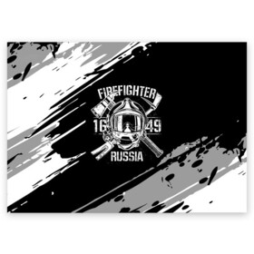 Поздравительная открытка с принтом FIREFIGHTER 1649 RUSSIA в Санкт-Петербурге, 100% бумага | плотность бумаги 280 г/м2, матовая, на обратной стороне линовка и место для марки
 | Тематика изображения на принте: 112 | 27 декабря | firefighter | багор | белая | герб | гкчс | знак | лого | логотип | маска | мчс | мчсник | пожарная охрана | пожарник | пожарный | пч | россии | рф | серая | символ | служба | состаренная