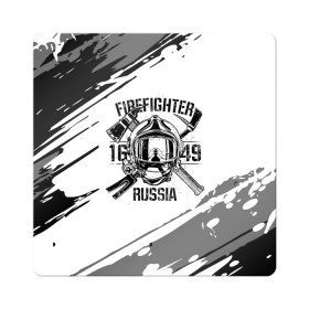 Магнит виниловый Квадрат с принтом FIREFIGHTER 1649 RUSSIA в Санкт-Петербурге, полимерный материал с магнитным слоем | размер 9*9 см, закругленные углы | 112 | 27 декабря | firefighter | багор | белая | герб | гкчс | знак | лого | логотип | маска | мчс | мчсник | пожарная охрана | пожарник | пожарный | пч | россии | рф | серая | символ | служба | состаренная