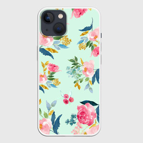 Чехол для iPhone 13 с принтом Цветы в Санкт-Петербурге,  |  | 2020 | summer | желтый | зеленый | летний принт | лето | розовые цветы | розовый | цветочки | цветы