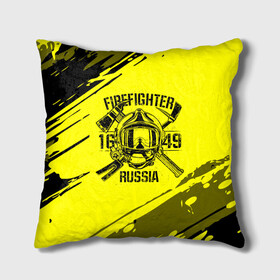Подушка 3D с принтом FIREFIGHTER 1649 RUSSIA в Санкт-Петербурге, наволочка – 100% полиэстер, наполнитель – холлофайбер (легкий наполнитель, не вызывает аллергию). | состоит из подушки и наволочки. Наволочка на молнии, легко снимается для стирки | 112 | firefighter | багор | герб | гкчс | желтая | знак | лого | логотип | мчс | мчсник | пожарная охрана | пожарник | пожарный | пч | россии | рф | серая | символ | служба | спасатель | спасения | топор | флаг