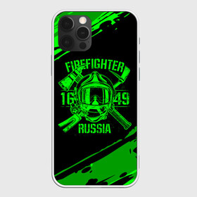 Чехол для iPhone 12 Pro с принтом FIREFIGHTER 1649 RUSSIA в Санкт-Петербурге, силикон | область печати: задняя сторона чехла, без боковых панелей | 112 | firefighter | багор | герб | гкчс | зеленая | знак | лого | логотип | мчс | мчсник | пожарная охрана | пожарник | пожарный | пч | россии | рф | серая | символ | служба | спасатель | спасения | топор | флаг