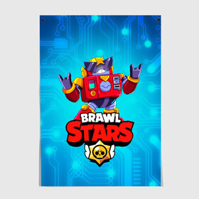 Постер с принтом Вольт - Brawl Stars в Санкт-Петербурге, 100% бумага
 | бумага, плотность 150 мг. Матовая, но за счет высокого коэффициента гладкости имеет небольшой блеск и дает на свету блики, но в отличии от глянцевой бумаги не покрыта лаком | bolt | surge | volt | бравл | бравлер | бравлпасс | бравлстарс | бравлстарсигра | бравлстарсновыйперс | бравлы | новый перс | перс бравл | робот | сурдж | сурж