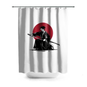 Штора 3D для ванной с принтом Японский самурай (Z) в Санкт-Петербурге, 100% полиэстер | плотность материала — 100 г/м2. Стандартный размер — 146 см х 180 см. По верхнему краю — пластиковые люверсы для креплений. В комплекте 10 пластиковых колец | japan | ninja | samurai | асихара но накацукуни | буке | воин | вояк | государство япония | мононофу | мститель | мушя | ниндзя | ниппон | нихон | ооясимагуни | сабурай | самурай | слуга | солдат