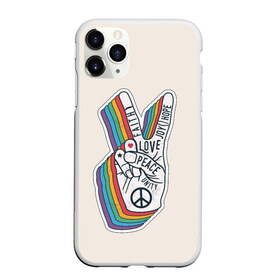 Чехол для iPhone 11 Pro Max матовый с принтом PEACE and LOVE (Z) в Санкт-Петербурге, Силикон |  | hope | love | peace | два пальца | жесть | знак | любить | любовь | мир | радуга | хипи | хиппи