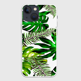 Чехол для iPhone 13 mini с принтом ГАВАЙСКИЕ ЛИСТЬЯ в Санкт-Петербурге,  |  | summer | tropic | жара | летний | лето | отдых | пальмы | природа | текстура | тропикано | тропики