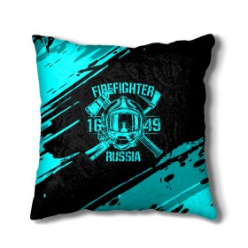 Подушка 3D с принтом FIREFIGHTER 1649 RUSSIA в Санкт-Петербурге, наволочка – 100% полиэстер, наполнитель – холлофайбер (легкий наполнитель, не вызывает аллергию). | состоит из подушки и наволочки. Наволочка на молнии, легко снимается для стирки | 112 | firefighter | багор | бирюзовая | герб | гкчс | голубая | знак | лого | логотип | мчс | мчсник | пожарная охрана | пожарник | пожарный | пч | россии | рф | серая | символ | синяя | служба | спасатель