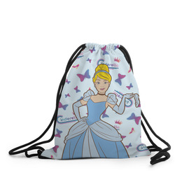 Рюкзак-мешок 3D с принтом Cinderella Disney Princess в Санкт-Петербурге, 100% полиэстер | плотность ткани — 200 г/м2, размер — 35 х 45 см; лямки — толстые шнурки, застежка на шнуровке, без карманов и подкладки | 