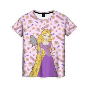 Женская футболка 3D с принтом Tangled Disney Princess в Санкт-Петербурге, 100% полиэфир ( синтетическое хлопкоподобное полотно) | прямой крой, круглый вырез горловины, длина до линии бедер | disney princess | tangled | vdkimel | рапунцель