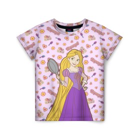 Детская футболка 3D с принтом Tangled Disney Princess в Санкт-Петербурге, 100% гипоаллергенный полиэфир | прямой крой, круглый вырез горловины, длина до линии бедер, чуть спущенное плечо, ткань немного тянется | disney princess | tangled | vdkimel | рапунцель