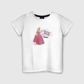 Детская футболка хлопок с принтом Sleeping beauty Aurora в Санкт-Петербурге, 100% хлопок | круглый вырез горловины, полуприлегающий силуэт, длина до линии бедер | Тематика изображения на принте: aurora | disney princess | sleeping beauty | vdkimel | аврора | спящая красавица