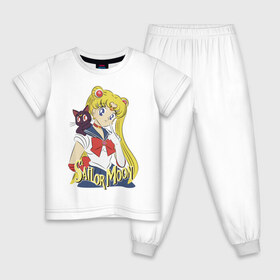 Детская пижама хлопок с принтом Sailor Moon & Luna в Санкт-Петербурге, 100% хлопок |  брюки и футболка прямого кроя, без карманов, на брюках мягкая резинка на поясе и по низу штанин
 | cat | girl | kitty | luna | moon | sailor moon | sailormoon | девочка | кот | котик | котэ | кошка | луна | мультяшка | сейлормун | сэйлор мун