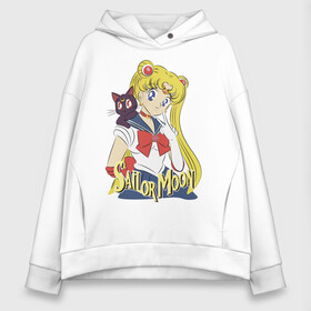 Женское худи Oversize хлопок с принтом Sailor Moon & Luna в Санкт-Петербурге, френч-терри — 70% хлопок, 30% полиэстер. Мягкий теплый начес внутри —100% хлопок | боковые карманы, эластичные манжеты и нижняя кромка, капюшон на магнитной кнопке | cat | girl | kitty | luna | moon | sailor moon | sailormoon | девочка | кот | котик | котэ | кошка | луна | мультяшка | сейлормун | сэйлор мун