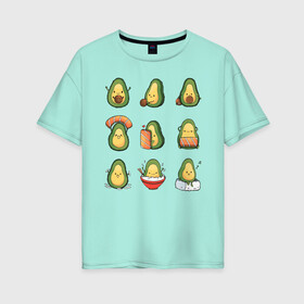 Женская футболка хлопок Oversize с принтом Life Avocado в Санкт-Петербурге, 100% хлопок | свободный крой, круглый ворот, спущенный рукав, длина до линии бедер
 | avocado | casual | trend | авокадо | повседневность | тренд