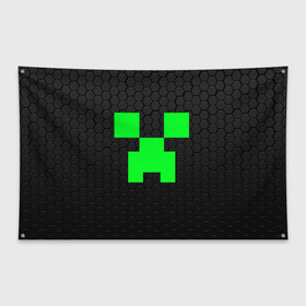 Флаг-баннер с принтом MINECRAFT CREEPER в Санкт-Петербурге, 100% полиэстер | размер 67 х 109 см, плотность ткани — 95 г/м2; по краям флага есть четыре люверса для крепления | block | creeper | cube | minecraft | pixel | блок | геометрия | крафт | крипер | кубики | майнкрафт | пиксели