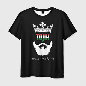Мужская футболка 3D с принтом Таджикистан в Санкт-Петербурге, 100% полиэфир | прямой крой, круглый вырез горловины, длина до линии бедер | Тематика изображения на принте: asia | beard | crown | emblem | flag | king | republic | stars | state | tajik | tajikistan | азия | борода | государство | звезды | король | корона | республика | таджик | таджикистан | флаг | царь | эмблема