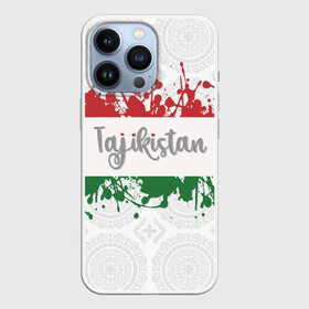 Чехол для iPhone 13 Pro с принтом Таджикистан в Санкт-Петербурге,  |  | asia | blots | drops | flag | paint | republic of tajikistan | splashes | state | азия | брызги | государство | капли | кляксы | краска | республика | таджикистан | флаг