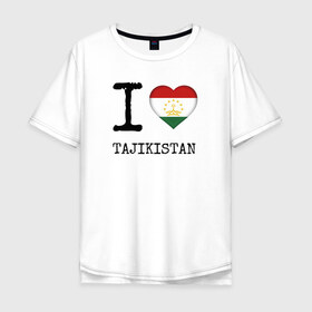 Мужская футболка хлопок Oversize с принтом Таджикистан в Санкт-Петербурге, 100% хлопок | свободный крой, круглый ворот, “спинка” длиннее передней части | asia | coat of arms | flag | heart | i | love | ornament | patterns | republic | state | tajikistan | азия | герб | государство | люблю | орнамент | республика | сердце | таджикистан | узоры | флаг | я
