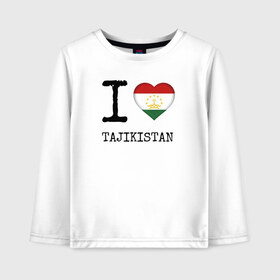 Детский лонгслив хлопок с принтом Таджикистан в Санкт-Петербурге, 100% хлопок | круглый вырез горловины, полуприлегающий силуэт, длина до линии бедер | asia | coat of arms | flag | heart | i | love | ornament | patterns | republic | state | tajikistan | азия | герб | государство | люблю | орнамент | республика | сердце | таджикистан | узоры | флаг | я