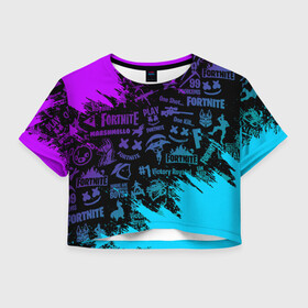 Женская футболка Crop-top 3D с принтом FORTNITE | ФОРНТАЙТ  в Санкт-Петербурге, 100% полиэстер | круглая горловина, длина футболки до линии талии, рукава с отворотами | Тематика изображения на принте: deadmau5 | fortnite | fortnite 2 | fortnite x маршмелло | ikonik | marshmello | ninja | ninja streamer | raven | travis scott | ворон | иконик | ниндзя | пили | рейвен | трэвис скотт | фортнайт