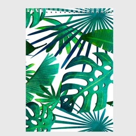 Скетчбук с принтом Тропические листья на светлом в Санкт-Петербурге, 100% бумага
 | 48 листов, плотность листов — 100 г/м2, плотность картонной обложки — 250 г/м2. Листы скреплены сверху удобной пружинной спиралью | 