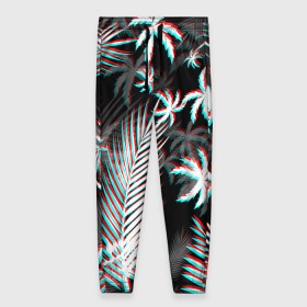 Женские брюки 3D с принтом ПАЛЬМЫ | TROPICAL GLITCH в Санкт-Петербурге, полиэстер 100% | прямой крой, два кармана без застежек по бокам, с мягкой трикотажной резинкой на поясе и по низу штанин. В поясе для дополнительного комфорта — широкие завязки | glitch | hotline miami | neon | new retro wave | outrun | outrun electro | paints | palmen | rainbow | retro | retrowave | summer | synth | synthwave | tropical | глитч | краски | лето | неон | пальмы | радуга | ретро | тропики | хотлайн 