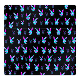 Магнитный плакат 3Х3 с принтом Playboy в Санкт-Петербурге, Полимерный материал с магнитным слоем | 9 деталей размером 9*9 см | playboy | абстракция | зая | заяц | краска | кролик | кролик плейбой | лето | море | неон | отдых | плейбой | плэйбой | пляж | текстура