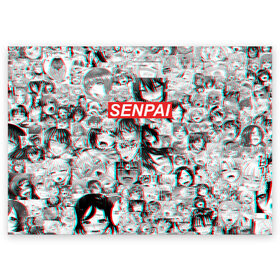 Поздравительная открытка с принтом SENPAI/СЕНПАИ в Санкт-Петербурге, 100% бумага | плотность бумаги 280 г/м2, матовая, на обратной стороне линовка и место для марки
 | Тематика изображения на принте: ahegao | anime | kawai | kowai | oppai | otaku | senpai | sugoi | waifu | yandere | аниме | ахегао | ковай | культура | отаку | семпай | сенпай | тренд | яндере