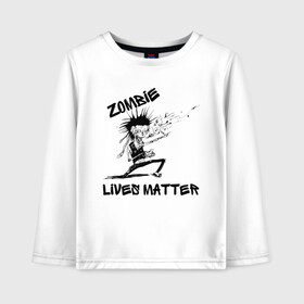 Детский лонгслив хлопок с принтом Zombie Lives Matter в Санкт-Петербурге, 100% хлопок | круглый вырез горловины, полуприлегающий силуэт, длина до линии бедер | black lives matter | lives matter | metallica | metallica zombie | nothing else matters | зомби | зомби метал | зомби рокер | металлика | металлика баллады | рок музыка | трэш метал | хеви метал