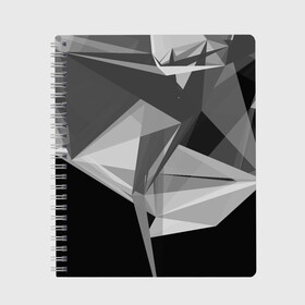 Тетрадь с принтом Camo - Black & White в Санкт-Петербурге, 100% бумага | 48 листов, плотность листов — 60 г/м2, плотность картонной обложки — 250 г/м2. Листы скреплены сбоку удобной пружинной спиралью. Уголки страниц и обложки скругленные. Цвет линий — светло-серый
 | abstract | abstraction | color | geometry | polygon | polygonal | абстракция | геометрия | полигоны | психоделика
