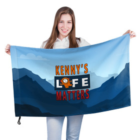 Флаг 3D с принтом Kennys LIFE matters в Санкт-Петербурге, 100% полиэстер | плотность ткани — 95 г/м2, размер — 67 х 109 см. Принт наносится с одной стороны | kenny | life matters | lives matter | south park | text | жизнь | кенни | маккормик | текст | фразы | южный парк