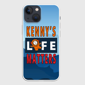 Чехол для iPhone 13 mini с принтом Kennys LIFE matters в Санкт-Петербурге,  |  | Тематика изображения на принте: kenny | life matters | lives matter | south park | text | жизнь | кенни | маккормик | текст | фразы | южный парк