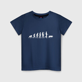 Детская футболка хлопок с принтом Эволюция. Лабрадор в Санкт-Петербурге, 100% хлопок | круглый вырез горловины, полуприлегающий силуэт, длина до линии бедер | homo sapiens | дарвин | лабрадор | люди | неандерталец | пёс | развитие | собака | собачник | эволюция