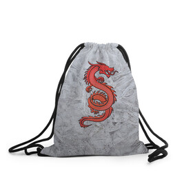 Рюкзак-мешок 3D с принтом Красный дракон в Санкт-Петербурге, 100% полиэстер | плотность ткани — 200 г/м2, размер — 35 х 45 см; лямки — толстые шнурки, застежка на шнуровке, без карманов и подкладки | дракон | звери | китайский дракон. | мифология