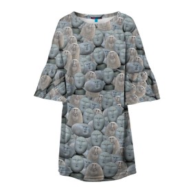 Детское платье 3D с принтом Каменные лица 3D МЕМ 2020 в Санкт-Петербурге, 100% полиэстер | прямой силуэт, чуть расширенный к низу. Круглая горловина, на рукавах — воланы | my stone. | каменные лица | камни с человеческими лицами | мем
