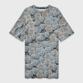 Платье-футболка 3D с принтом Каменные лица 3D МЕМ 2020 в Санкт-Петербурге,  |  | my stone. | каменные лица | камни с человеческими лицами | мем