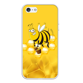 Чехол для iPhone 5/5S матовый с принтом Лето. Пчелы. Мед в Санкт-Петербурге, Силикон | Область печати: задняя сторона чехла, без боковых панелей | 