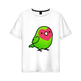 Женская футболка хлопок Oversize с принтом Папугай в Санкт-Петербурге, 100% хлопок | свободный крой, круглый ворот, спущенный рукав, длина до линии бедер
 | арт | волнистые попугайчики | волнистый попугай | животные | картинка | папуги | попугаи | попугайчики | птица | птицы | рисунок