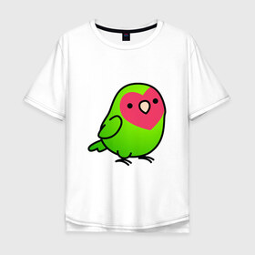 Мужская футболка хлопок Oversize с принтом Папугай в Санкт-Петербурге, 100% хлопок | свободный крой, круглый ворот, “спинка” длиннее передней части | арт | волнистые попугайчики | волнистый попугай | животные | картинка | папуги | попугаи | попугайчики | птица | птицы | рисунок