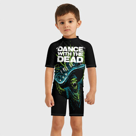 Детский купальный костюм 3D с принтом DANCE WITH THE DEAD в Санкт-Петербурге, Полиэстер 85%, Спандекс 15% | застежка на молнии на спине | dance with | dance with the dead | rock | the dead | музыка | рок
