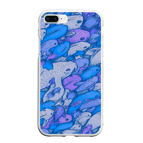 Чехол для iPhone 7/8 Plus матовый с принтом косяк рыб крупно рисунок в Санкт-Петербурге, Силикон | Область печати: задняя сторона чехла, без боковых панелей | арт | косяк | много | морские жители | морской | подводный мир | рисунок | рыбки | рыбы | синий | фиолетовый