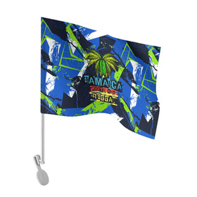Флаг для автомобиля с принтом Jamaica Roots and reggae в Санкт-Петербурге, 100% полиэстер | Размер: 30*21 см | jamaica | reggae | roots | летняя | лето | надпись | пальма | раста | регги | рэгги | текст | фраза | ямайка