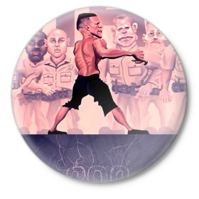Значок с принтом Нейт Диаз(Nate Diaz) в Санкт-Петербурге,  металл | круглая форма, металлическая застежка в виде булавки | арт. | бои | бокс | единоборства | мма