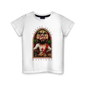 Детская футболка хлопок с принтом Хорхе Масвидаль в Санкт-Петербурге, 100% хлопок | круглый вырез горловины, полуприлегающий силуэт, длина до линии бедер | арт. | бои | бокс | единоборства | мма