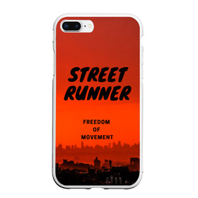 Чехол для iPhone 7/8 Plus матовый с принтом Street runner в Санкт-Петербурге, Силикон | Область печати: задняя сторона чехла, без боковых панелей | run | runner | running | street | бег | город | закат | лёгкая атлетика | рассвет | улица | я бегу
