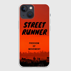 Чехол для iPhone 13 mini с принтом Street runner в Санкт-Петербурге,  |  | run | runner | running | street | бег | город | закат | лёгкая атлетика | рассвет | улица | я бегу
