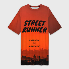 Платье-футболка 3D с принтом Street runner в Санкт-Петербурге,  |  | Тематика изображения на принте: run | runner | running | street | бег | город | закат | лёгкая атлетика | рассвет | улица | я бегу